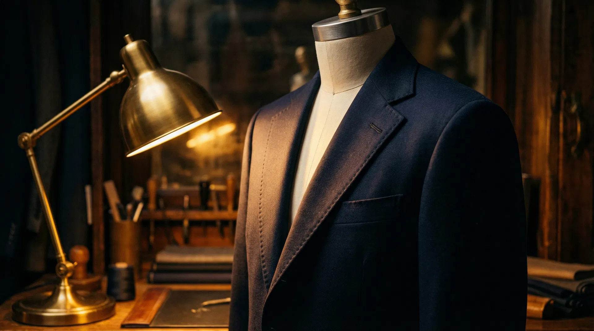 Bespoke suit in luxury atelier